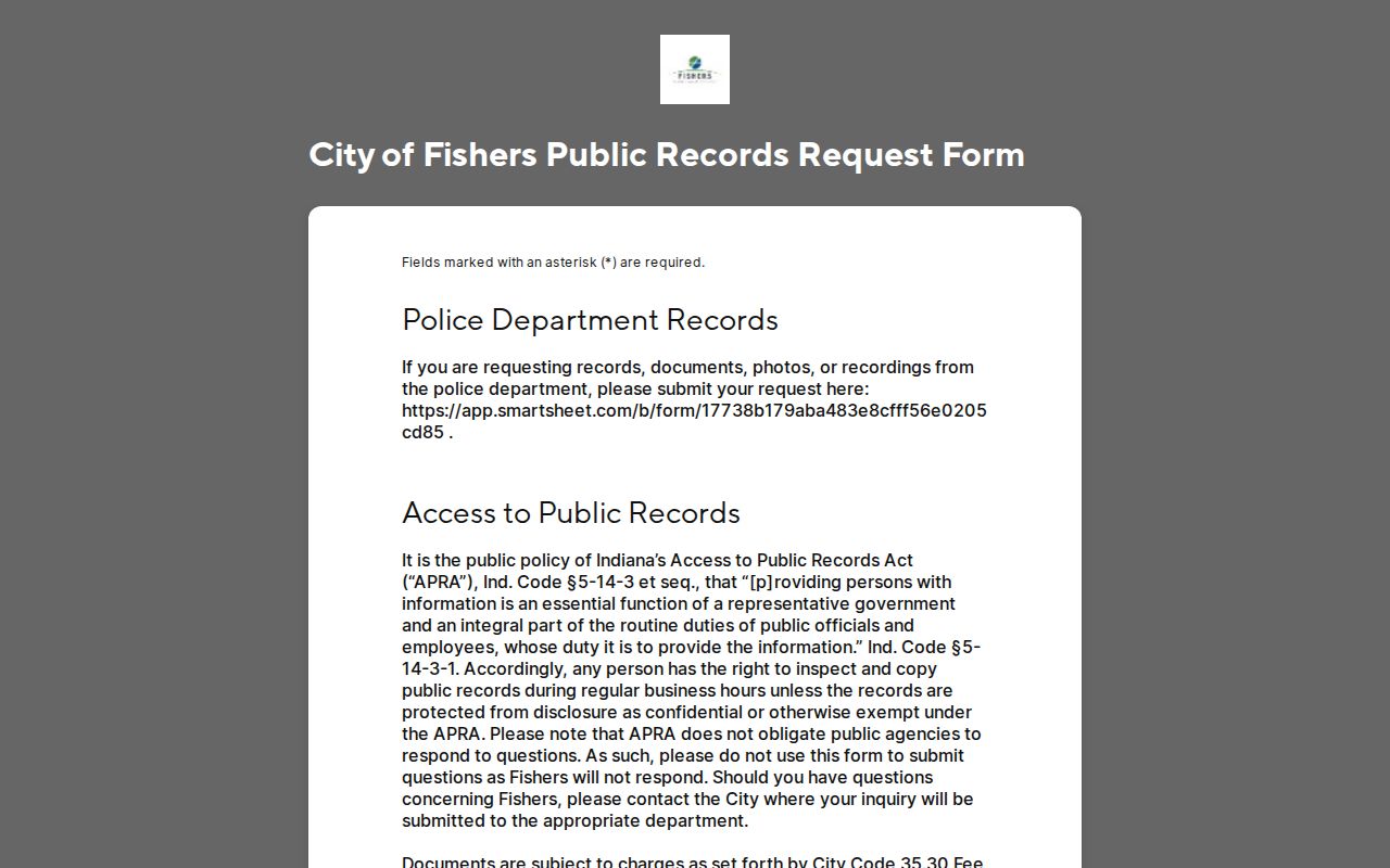 Fishers residents directory public records request form