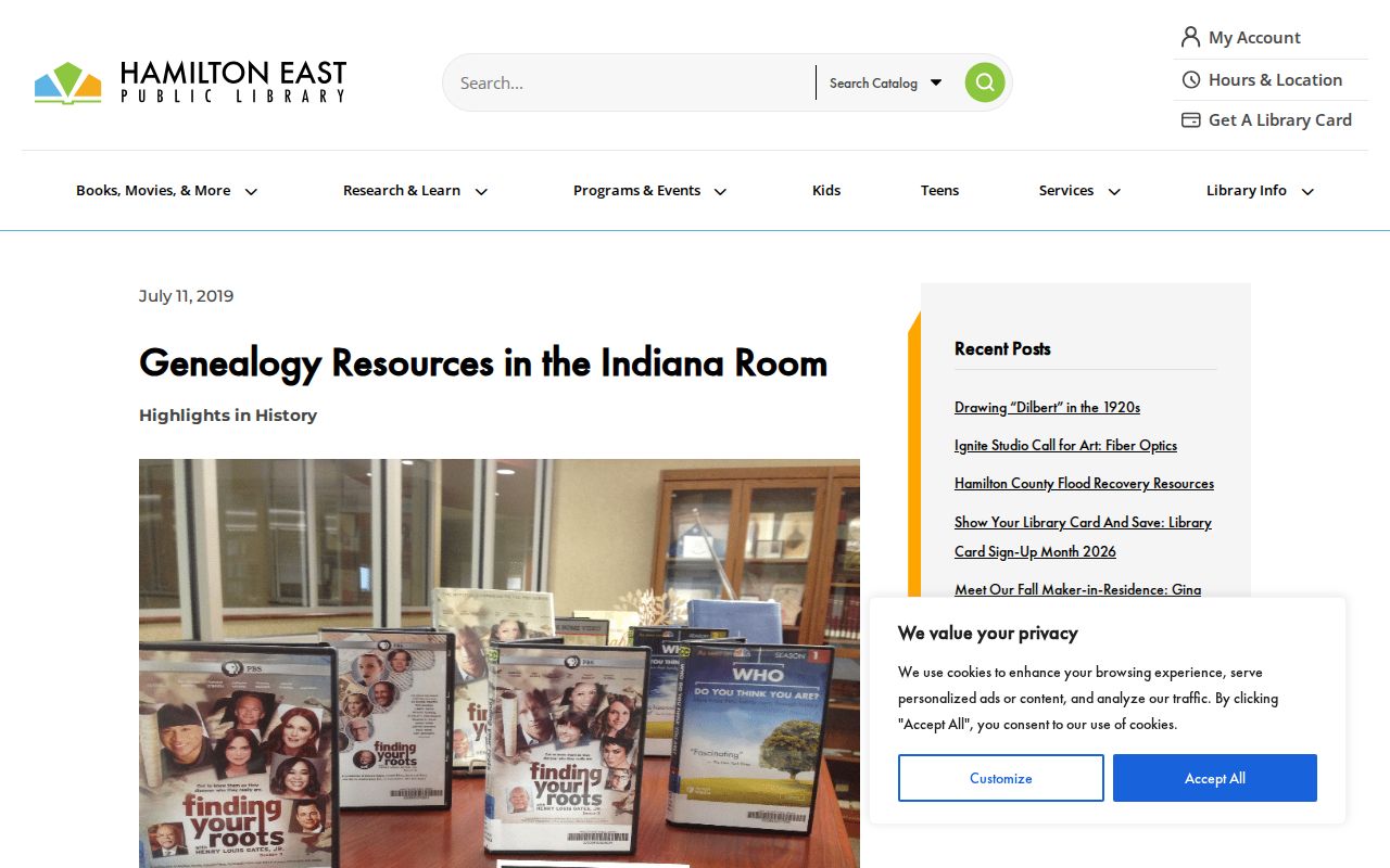 Fishers residents directory genealogy resources at Hamilton East Public Library