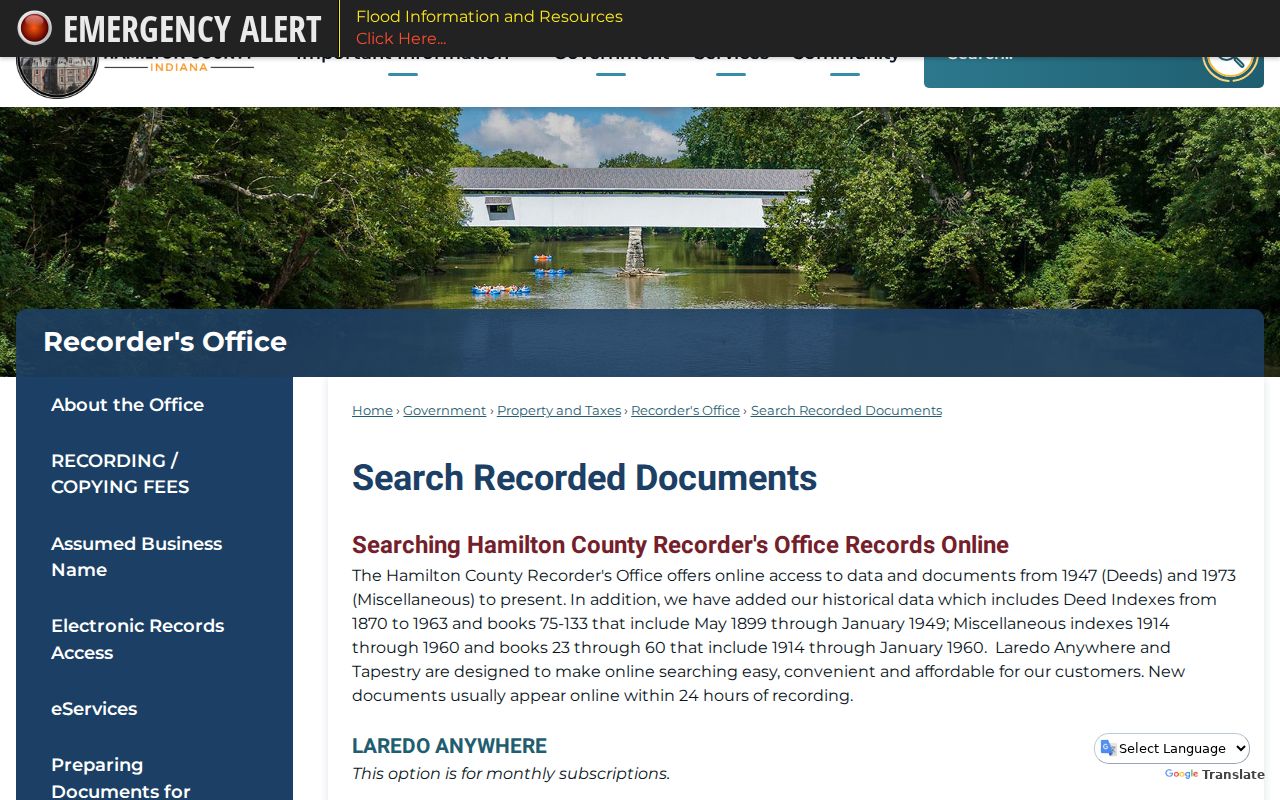 Fishers residents directory Hamilton County recorded document search